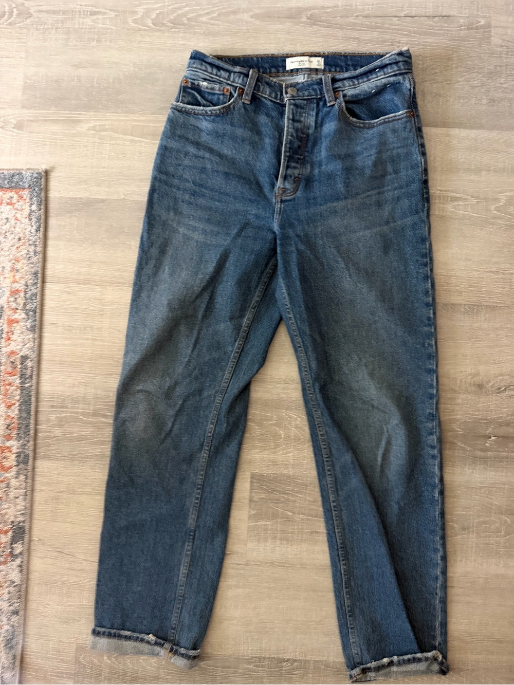 Abercrombie & Fitch Women's Straight-Leg Dark Blue Jeans